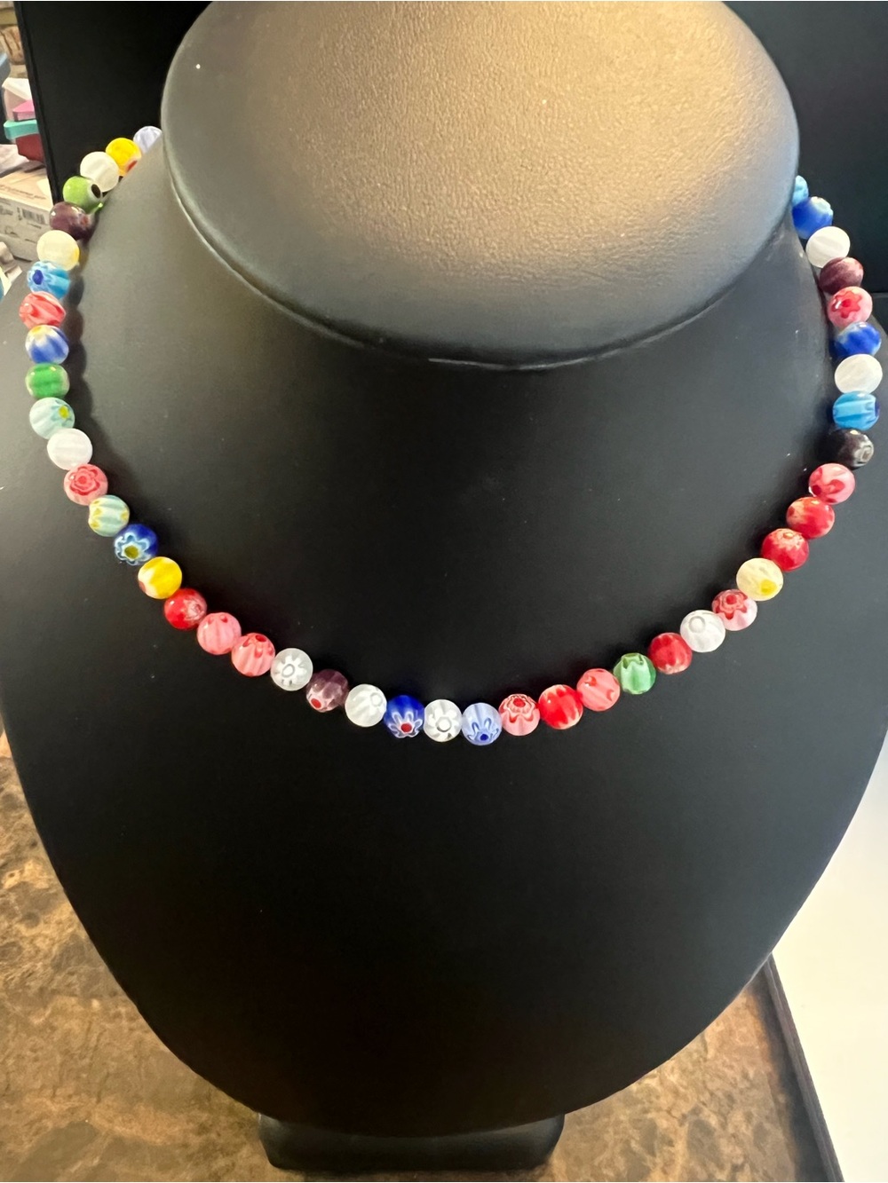 Colorful Millefiori Glass Bead Necklace - Multicolor NWT